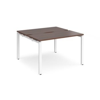 Adapt back to back desks 1200mm x 1200mm - white frame Walnut top - E1212-WH-W
