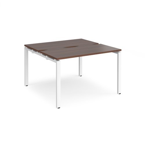 Adapt back to back desks 1200mm x 1200mm - white frame Walnut top - E1212-WH-W