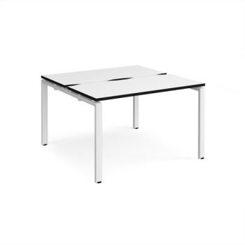 Adapt back to back desks 1200mm x 1200mm - white frame White Top black edge - E1212-WH-WK