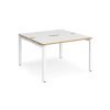 Adapt back to back desks 1200mm x 1200mm - white frame White Top with oak edging - E1212-WH-WO