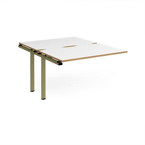 Adapt add on unit single 1200mm x 1600mm - green frame White Top oak edge - E1216-AB-GN-WO
