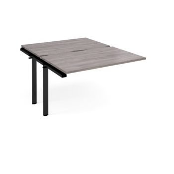 Adapt add on unit single 1200mm x 1600mm - black frame Grey Oak Top - E1216-AB-K-GO