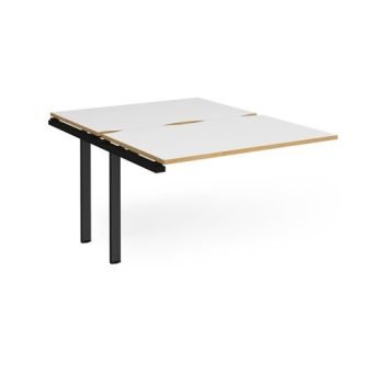 Adapt add on unit single 1200mm x 1600mm - black frame White Top with oak edging - E1216-AB-K-WO