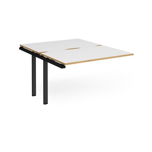 Adapt add on unit single 1200mm x 1600mm - black frame White Top with oak edging - E1216-AB-K-WO