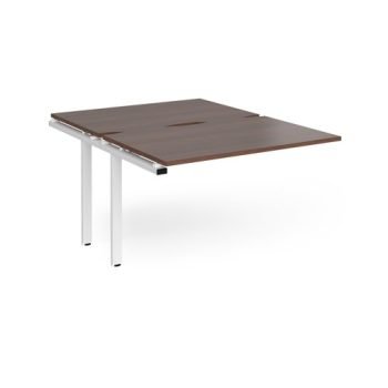 Adapt add on units back to back 1200mm x 1600mm - white frame Walnut top - E1216-AB-WH-W