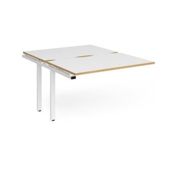 Adapt add on unit single 1200mm x 1600mm - white frame White Top with oak edging - E1216-AB-WH-WO