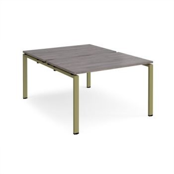 Adapt back to back desks 1200mm x 1600mm - green frame Grey Oak Top - E1216-GN-GO