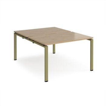 Adapt back to back desks 1200mm x 1600mm - green frame Kendal Oak Top - E1216-GN-KO
