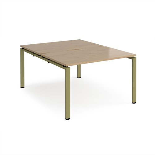 Adapt back to back desks 1200mm x 1600mm - green frame Kendal Oak Top - E1216-GN-KO