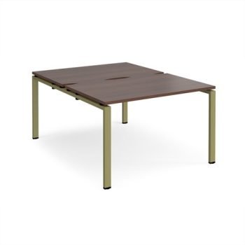 Adapt back to back desks 1200mm x 1600mm - green frame Walnut top - E1216-GN-W