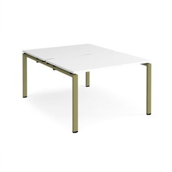 Adapt back to back desks 1200mm x 1600mm - green frame White Top - E1216-GN-WH