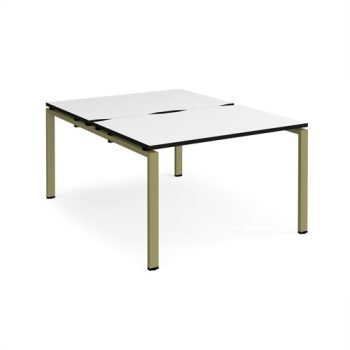 Adapt back to back desks 1200mm x 1600mm - green frame White Top black edge - E1216-GN-WK