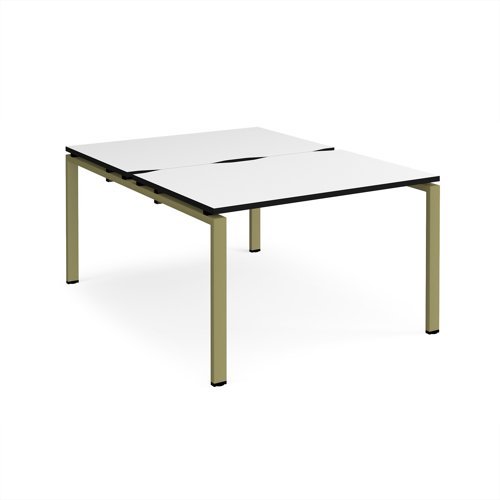 Adapt back to back desks 1200mm x 1600mm - green frame White Top black edge - E1216-GN-WK