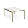 Adapt back to back desks 1200mm x 1600mm - green frame White Top oak edge - E1216-GN-WO