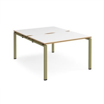 Adapt back to back desks 1200mm x 1600mm - green frame White Top oak edge - E1216-GN-WO