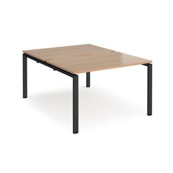 Adapt back to back desks 1200mm x 1600mm - black frame Beech top - E1216-K-B