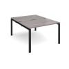 Adapt back to back desks 1200mm x 1600mm - black frame Grey Oak Top - E1216-K-GO