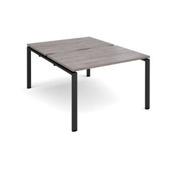 Adapt back to back desks 1200mm x 1600mm - black frame Grey Oak Top - E1216-K-GO