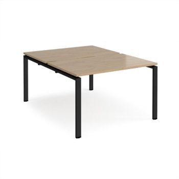 Adapt back to back desks 1200mm x 1600mm - black frame Kendal Oak Top - E1216-K-KO