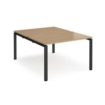 Adapt back to back desks 1200mm x 1600mm - black frame Oak Top - E1216-K-O
