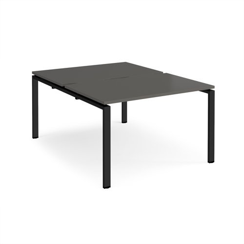 Adapt back to back desks 1200mm x 1600mm - black frame storm grey top - E1216-K-OG
