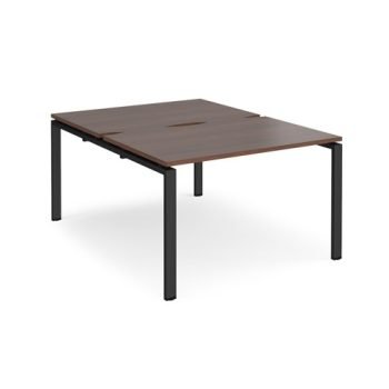 Adapt back to back desks 1200mm x 1600mm - black frame Walnut top - E1216-K-W