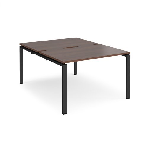 Adapt back to back desks 1200mm x 1600mm - black frame Walnut top - E1216-K-W