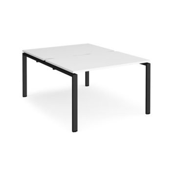 Adapt back to back desks 1200mm x 1600mm - black frame White Top - E1216-K-WH
