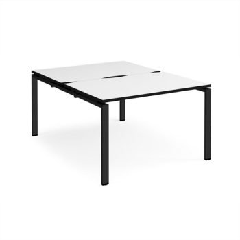 Adapt back to back desks 1200mm x 1600mm - black frame White Top black edge - E1216-K-WK