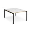 Adapt back to back desks 1200mm x 1600mm - black frame White Top with oak edging - E1216-K-WO