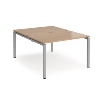 Adapt back to back desks 1200mm x 1600mm - silver frame Beech top - E1216-S-B