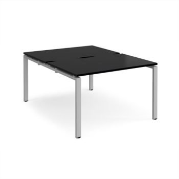 Adapt back to back desks 1200mm x 1600mm - silver frame black top - E1216-S-BK