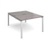 Adapt back to back desks 1200mm x 1600mm - silver frame Grey Oak Top - E1216-S-GO