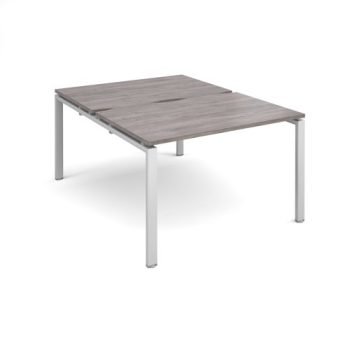 Adapt back to back desks 1200mm x 1600mm - silver frame Grey Oak Top - E1216-S-GO