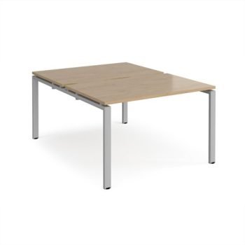 Adapt back to back desks 1200mm x 1600mm - silver frame Kendal Oak Top - E1216-S-KO