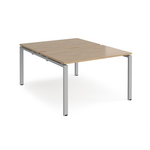 Adapt back to back desks 1200mm x 1600mm - silver frame Kendal Oak Top - E1216-S-KO