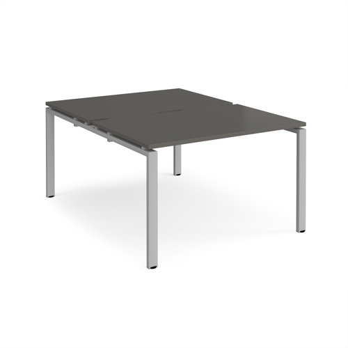 Adapt back to back desks 1200mm x 1600mm - silver frame storm grey top - E1216-S-OG