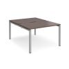 Adapt back to back desks 1200mm x 1600mm - silver frame Walnut top - E1216-S-W