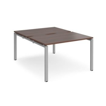 Adapt back to back desks 1200mm x 1600mm - silver frame Walnut top - E1216-S-W