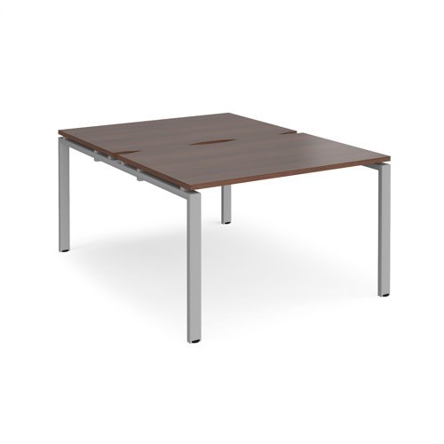 Adapt back to back desks 1200mm x 1600mm - silver frame Walnut top - E1216-S-W