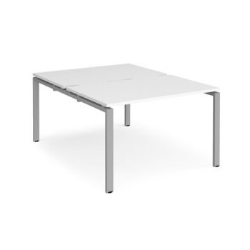 Adapt back to back desks 1200mm x 1600mm - silver frame White Top - E1216-S-WH