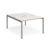 Adapt back to back desks 1200mm x 1600mm - silver frame White Top with oak edging - E1216-S-WO