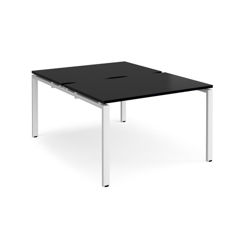 Adapt back to back desks 1200mm x 1600mm - white frame black top - E1216-WH-BK