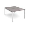 Adapt back to back desks 1200mm x 1600mm - white frame Grey Oak Top - E1216-WH-GO