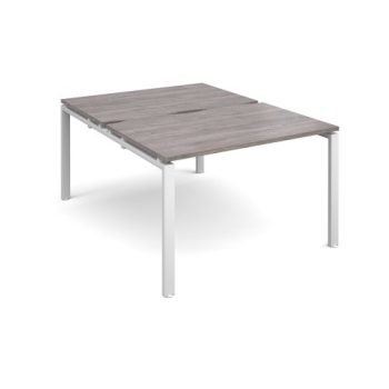 Adapt back to back desks 1200mm x 1600mm - white frame Grey Oak Top - E1216-WH-GO