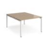 Adapt back to back desks 1200mm x 1600mm - white frame Kendal Oak Top - E1216-WH-KO