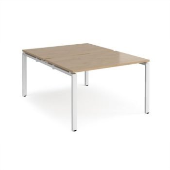 Adapt back to back desks 1200mm x 1600mm - white frame Kendal Oak Top - E1216-WH-KO