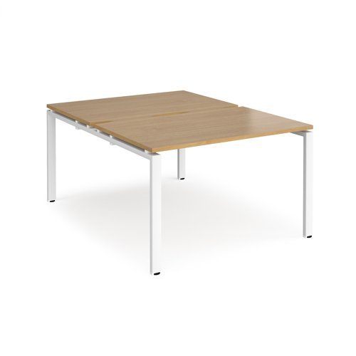 Adapt back to back desks 1200mm x 1600mm - white frame Oak Top - E1216-WH-O