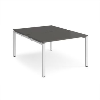 Adapt back to back desks 1200mm x 1600mm - white frame storm grey top - E1216-WH-OG