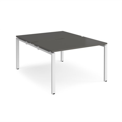 Adapt back to back desks 1200mm x 1600mm - white frame storm grey top - E1216-WH-OG